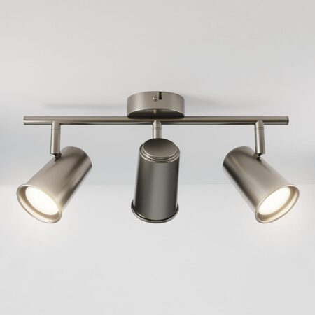 Riga - LED plafondlamp - 12 Watt 1035 Lumen - 3 spots - 4000K Neutraal wit - Draaibaar en dimbaar - GU10 - Kantelbaar - Plafondspot - IP20 Voor binnen - RVS | HOFTRONIC