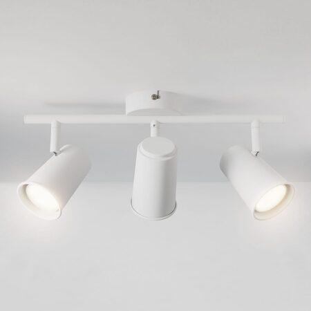 Riga - LED plafondlamp - 12 Watt 1035 Lumen - 3 spots - 4000K Neutraal wit - Draaibaar en dimbaar - GU10 - Kantelbaar - Plafondspot - IP20 Voor binnen - Wit | HOFTRONIC