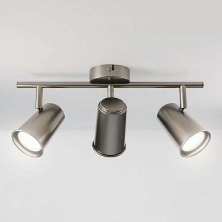 Riga - LED plafondlamp - 12 Watt 1200 Lumen - 3 spots - 6500K Neutraal wit - Draaibaar en dimbaar - GU10 - Kantelbaar - Plafondspot - IP20 Voor binnen - RVS | HOFTRONIC