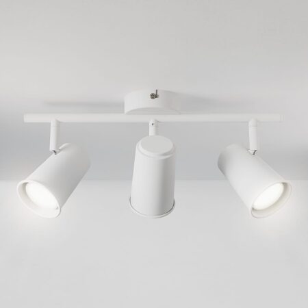 Riga - LED plafondlamp - 12 Watt 1200 Lumen - 3 spots - 6500K Neutraal wit - Draaibaar en dimbaar - GU10 - Kantelbaar - Plafondspot - IP20 Voor binnen - Wit | HOFTRONIC
