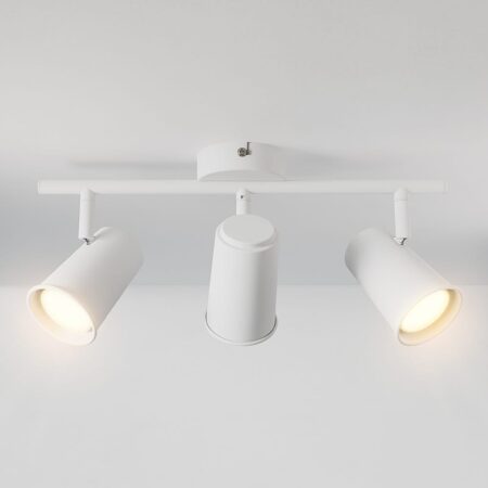 Riga - LED plafondlamp - 14 Watt 1200 Lumen - 3 spots - 2700K Warm wit - Draaibaar en dimbaar - GU10 - Kantelbaar - Plafondspot - IP20 Voor binnen - Wit | HOFTRONIC