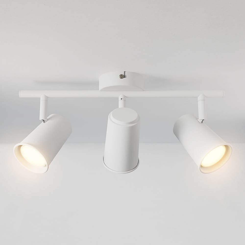 Riga - LED plafondlamp - 14 Watt 1200 Lumen - 3 spots - 2700K Warm wit - Draaibaar en dimbaar - GU10 - Kantelbaar - Plafondspot - IP20 Voor binnen - Wit | HOFTRONIC