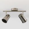 Riga - LED plafondlamp - 2 spots - Draaibaar en dimbaar - GU10 - Kantelbaar - Plafondspot - IP20 voor binnen - RVS | HOFTRONIC