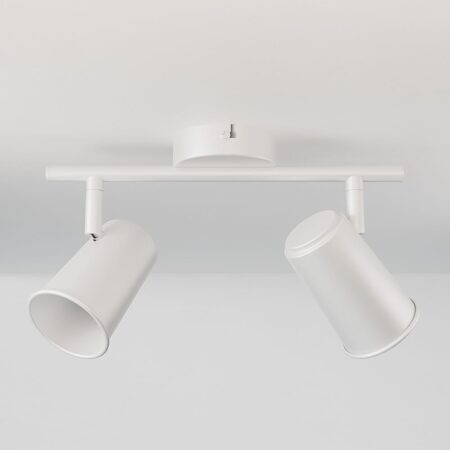 Riga - LED plafondlamp - 2 spots - Draaibaar en dimbaar - GU10 - Kantelbaar - Plafondspot - IP20 voor binnen - Wit | HOFTRONIC