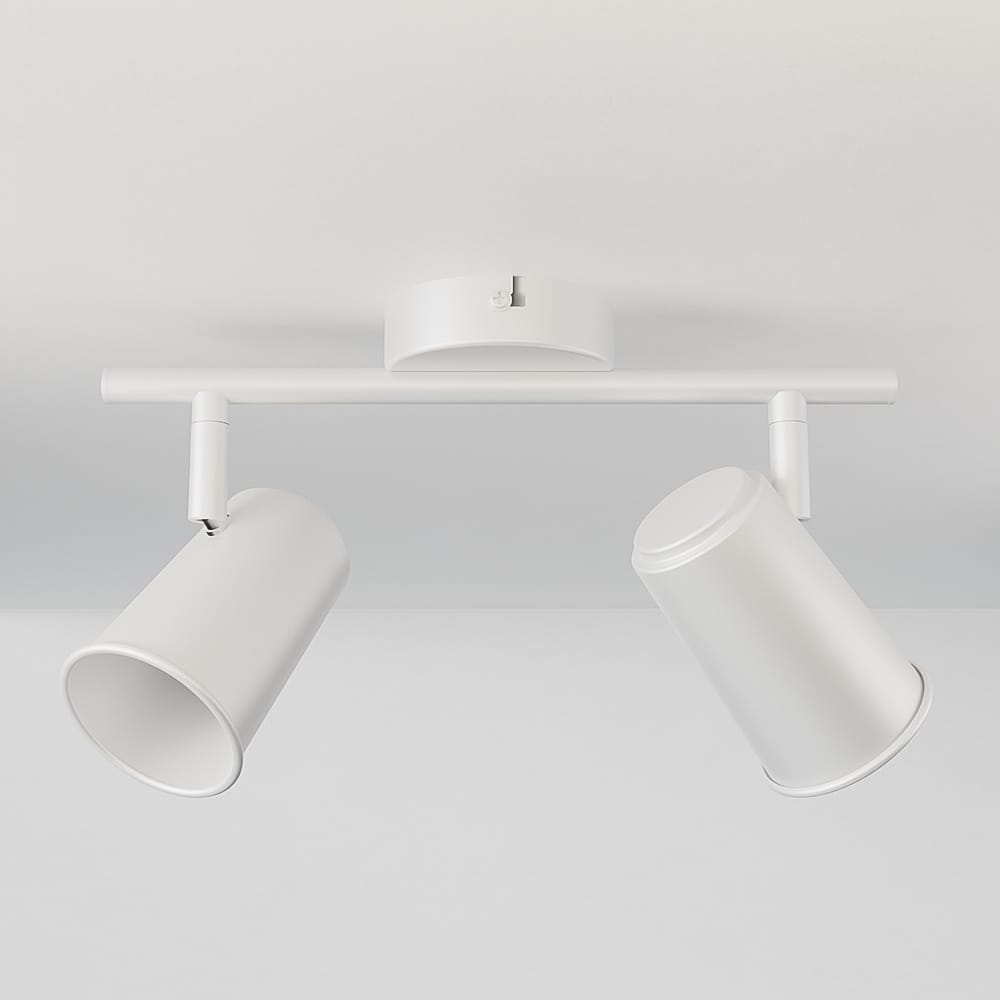 Riga - LED plafondlamp - 2 spots - Draaibaar en dimbaar - GU10 - Kantelbaar - Plafondspot - IP20 voor binnen - Wit | HOFTRONIC