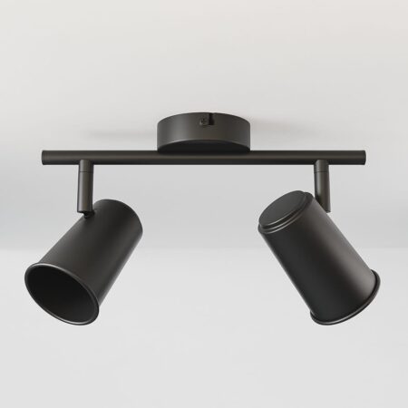 Riga - LED plafondlamp - 2 spots - Draaibaar en dimbaar - GU10 - Kantelbaar - Plafondspot - IP20 voor binnen - Zwart | HOFTRONIC