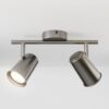 Riga LED plafondlamp - 2 spots - GU10 - Draaibaar en Kantelbaar - 8 Watt 690 Lumen - 4000K neutraal wit - Dimbaar - Plafondspot - Voor binnen - RVS | HOFTRONIC