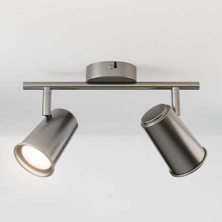 Riga LED plafondlamp - 2 spots - GU10 - Draaibaar en Kantelbaar - 8 Watt 690 Lumen - 4000K neutraal wit - Dimbaar - Plafondspot - Voor binnen - RVS | HOFTRONIC