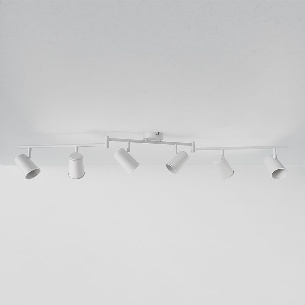 Riga - LED plafondlamp - 6 spots - Draaibaar en dimbaar - GU10 - Kantelbaar - Plafondspot - IP20 voor binnen - Wit | HOFTRONIC