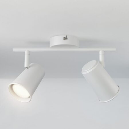 Riga - LED plafondlamp - 8 Watt 690 Lumen - 2 spots - 4000K Neutraal wit - Draaibaar en dimbaar - GU10 - Kantelbaar - Plafondspot - IP20 Voor binnen - Wit | HOFTRONIC