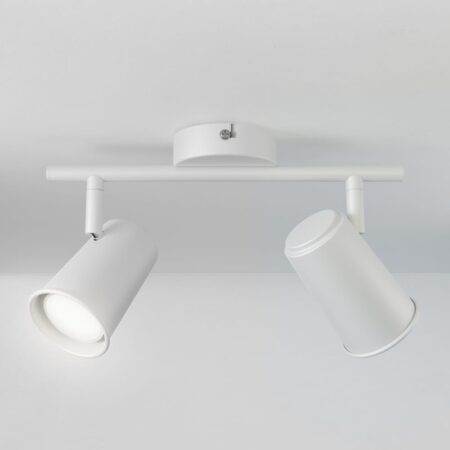 Riga - LED plafondlamp - 8 Watt 690 Lumen - 2 spots - 6500K Neutraal wit - Draaibaar en dimbaar - GU10 - Kantelbaar - Plafondspot - IP20 Voor binnen - Wit | HOFTRONIC