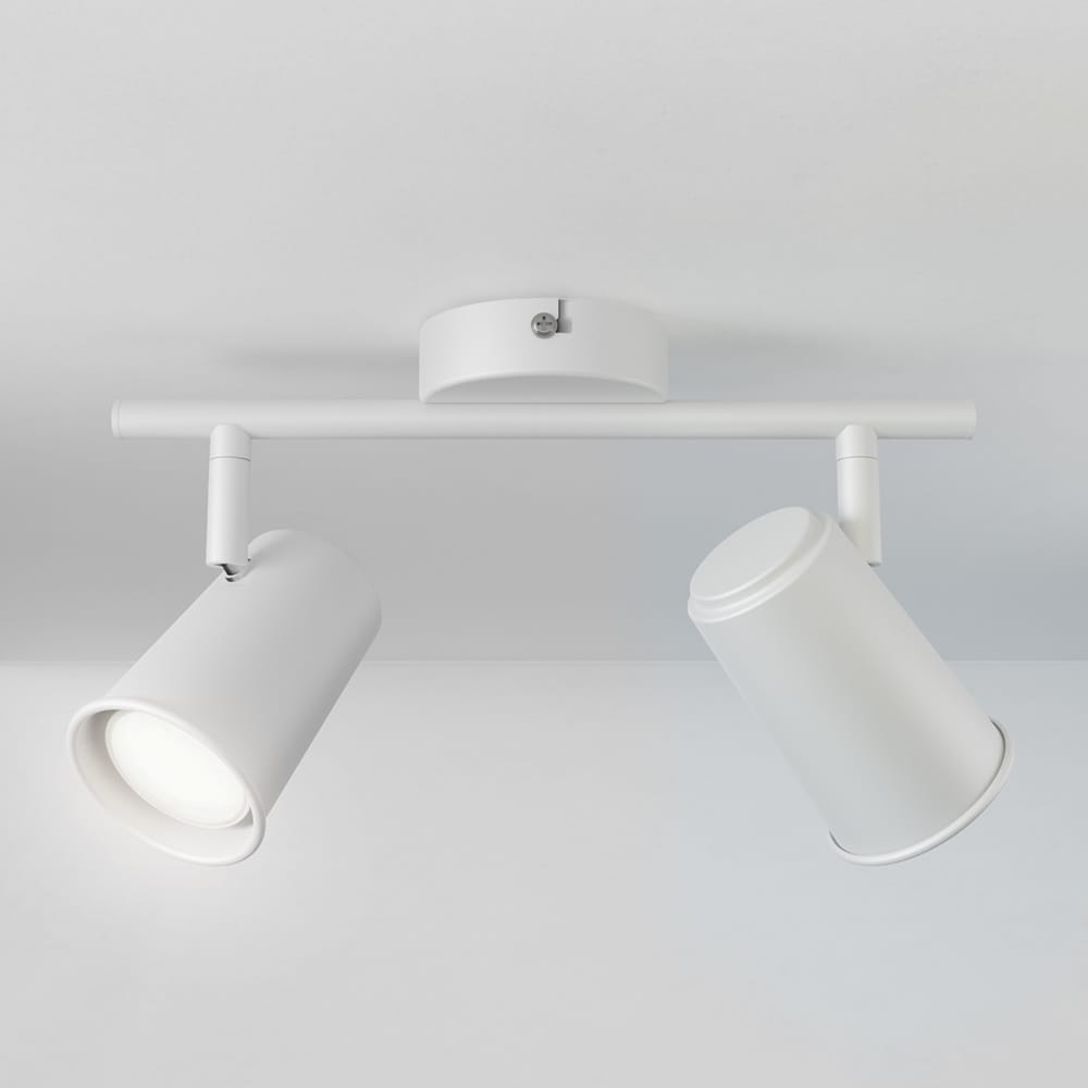 Riga - LED plafondlamp - 8 Watt 690 Lumen - 2 spots - 6500K Neutraal wit - Draaibaar en dimbaar - GU10 - Kantelbaar - Plafondspot - IP20 Voor binnen - Wit | HOFTRONIC