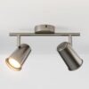 Riga - LED plafondlamp - 8 watt 690 lumen - 2 spots - 2700K Warm wit - Draaibaar en dimbaar - GU10 - Kantelbaar - Plafondspot - IP20 Voor binnen - RVS | HOFTRONIC