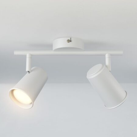 Riga - LED plafondlamp - 8 watt 690 lumen - 2 spots - 2700K Warm wit - Draaibaar en dimbaar - GU10 - Kantelbaar - Plafondspot - IP20 Voor binnen - Wit | HOFTRONIC
