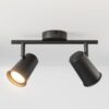 Riga - LED plafondlamp - 8 watt 690 lumen - 2 spots - 2700K Warm wit - Draaibaar en dimbaar - GU10 - Kantelbaar - Plafondspot - IP20 Voor binnen - Zwart | HOFTRONIC