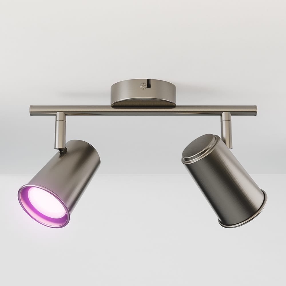 Riga - LED smart plafondlamp - 2 spots - 10 Watt 800 Lumen - Draaibaar en kantelbaar - GU10 - RGBWW - Wifi + Bluetooth - Google Home