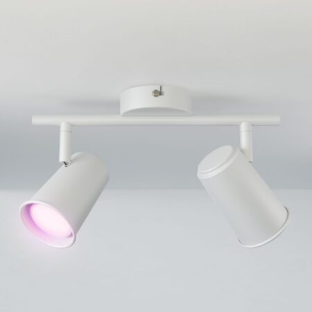 Riga - LED smart plafondlamp - 2 spots - 10 Watt 800 Lumen - Draaibaar en kantelbaar - GU10 - RGBWW - Wifi + Bluetooth - Google Home
