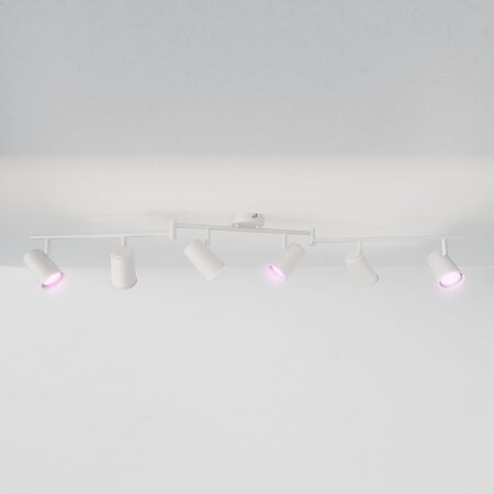 Riga - LED smart plafondlamp - 6 spots - 30 Watt 2400 Lumen - Draaibaar en kantelbaar - GU10 - RGBWW - Wifi + Bluetooth - Google Home