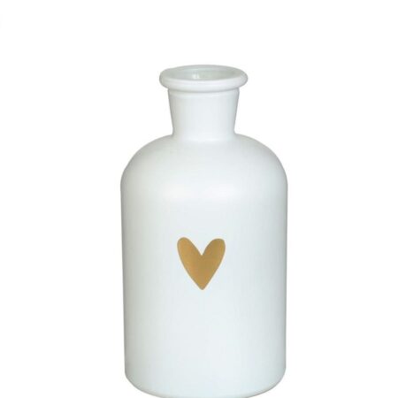 Riga vaas glas wit met hart Ø7xH12cm | Ideas 4 Seasons