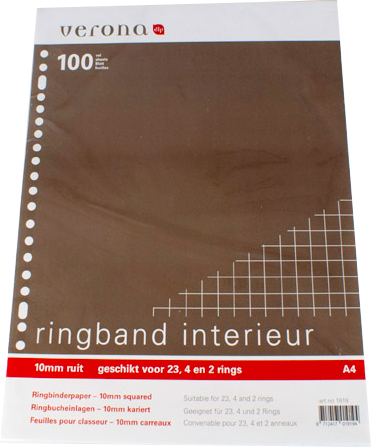 Ringbandnterieur A4 23R geruit 10mm 100 | Merkloos