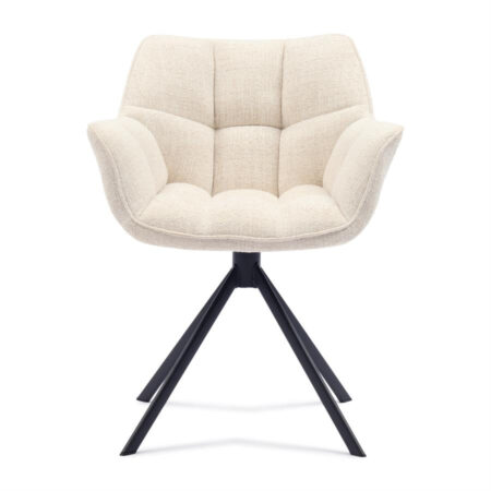 Rivièra Maison Draaibare Eetkamerstoel Carnaby Geweven stof - Ivory White | Rivièra Maison