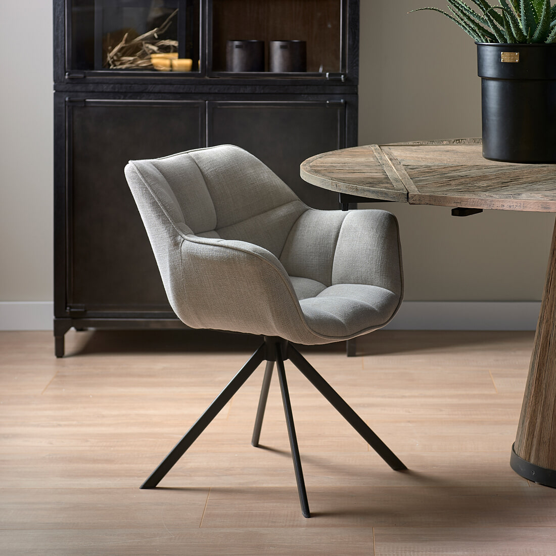 Rivièra Maison Draaibare Eetkamerstoel Carnaby Linen - Fabulous Flax | Rivièra Maison