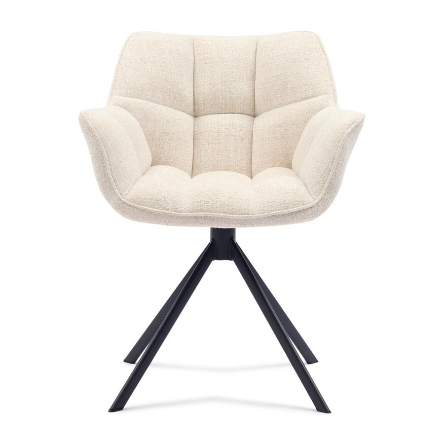 Rivièra Maison Draaibare Eetkamerstoel Carnaby Tweed - Antique White | Rivièra Maison