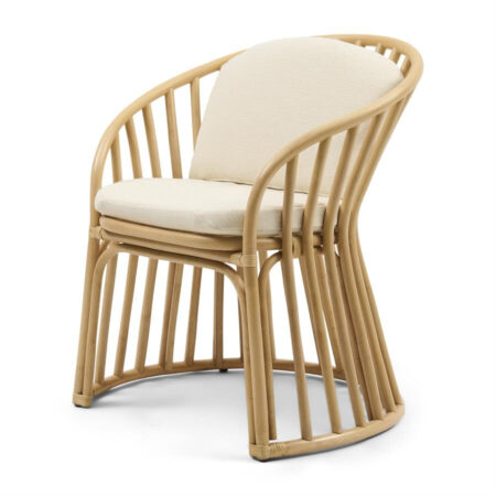 Rivièra Maison Eetkamerstoel Cala Bassa Stof en rattan - Naturel | Rivièra Maison