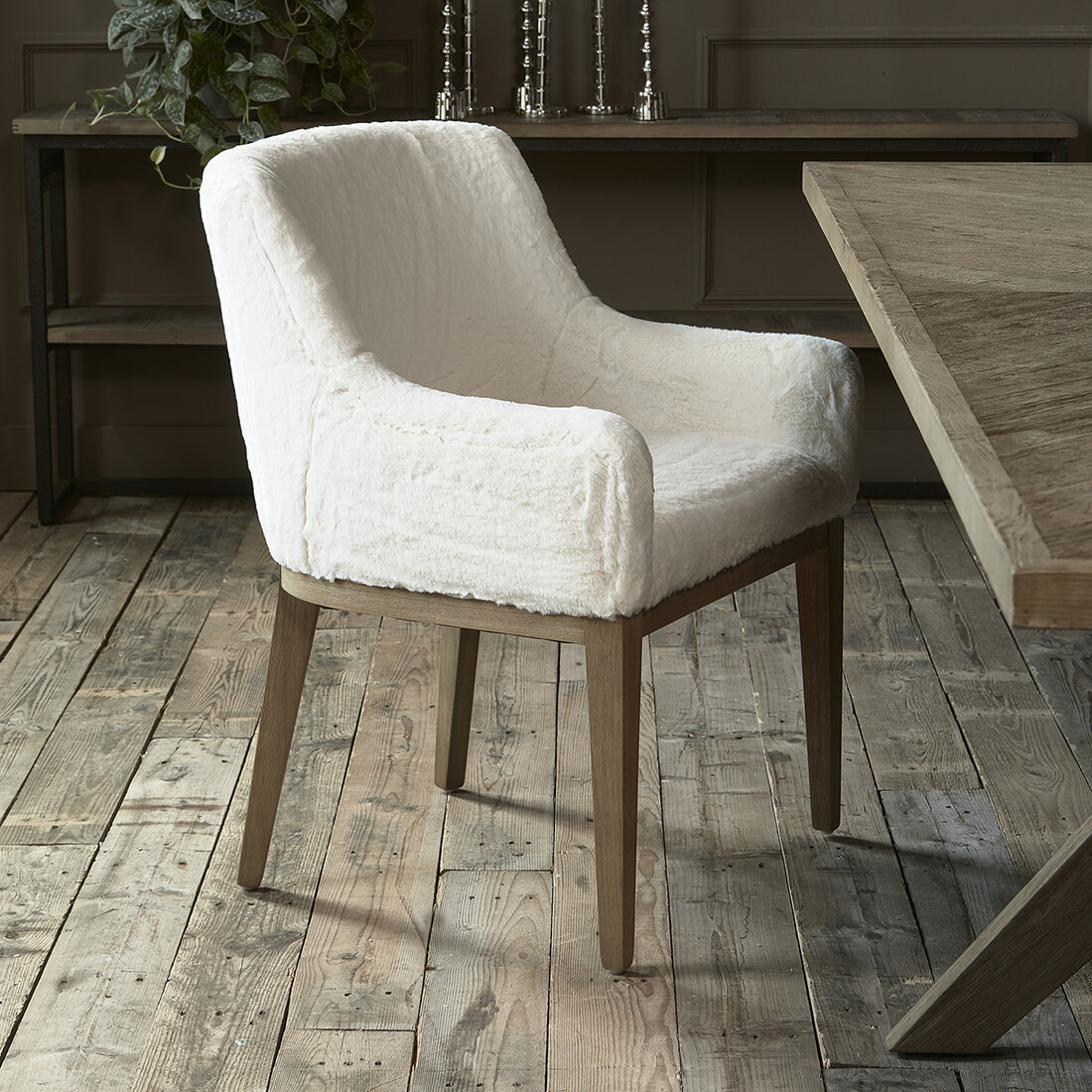 Rivièra Maison Eetkamerstoel Whistler Faux Fur - Snow | Rivièra Maison