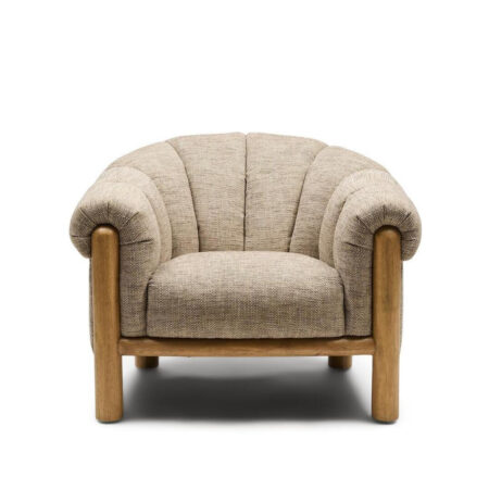 Rivièra Maison Fauteuil Rafal Weave stof en hout - Lichtbruin | Rivièra Maison