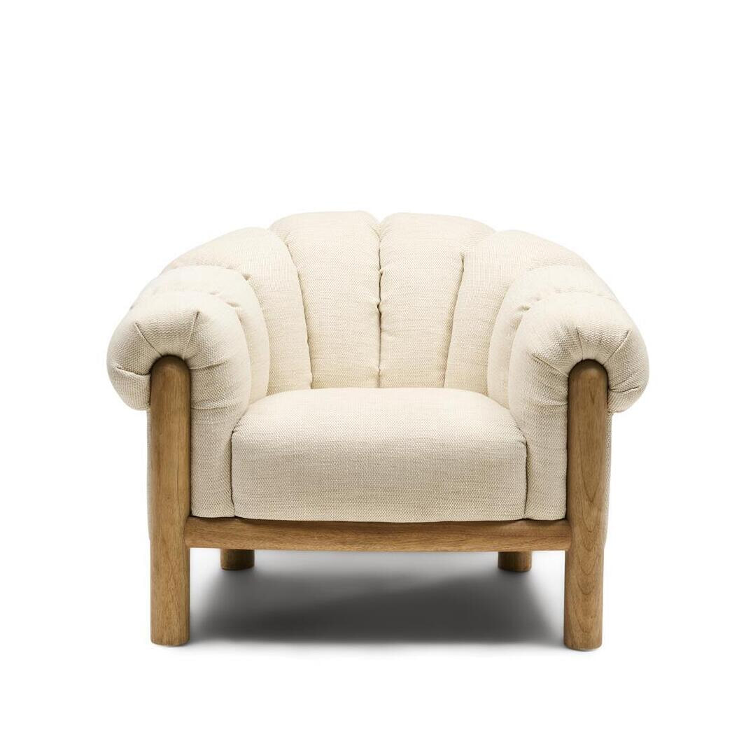 Rivièra Maison Fauteuil Rafal Weave stof en hout - Natural | Rivièra Maison