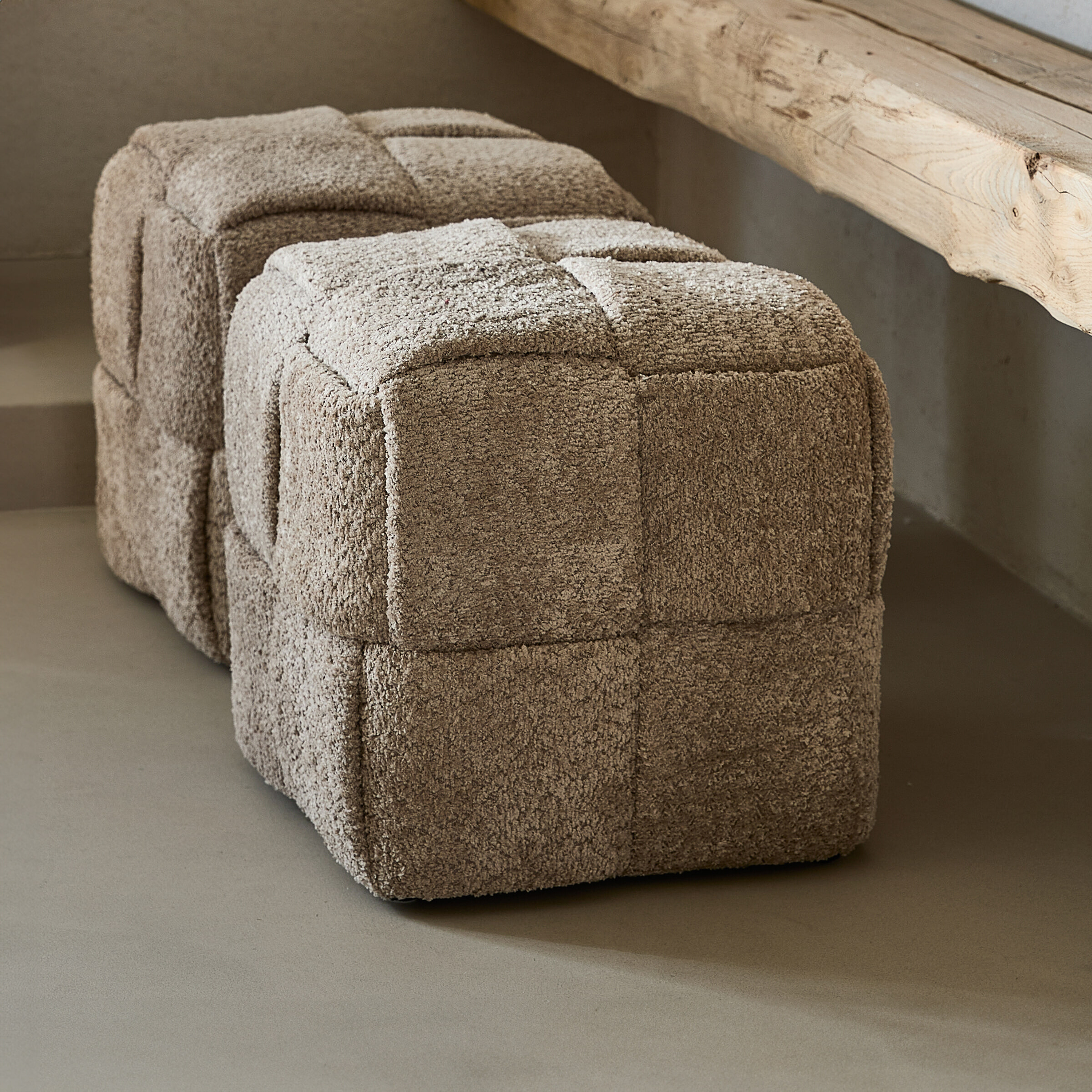 Rivièra Maison Hocker Qbic Geweven stof - Soft Walnut | Rivièra Maison