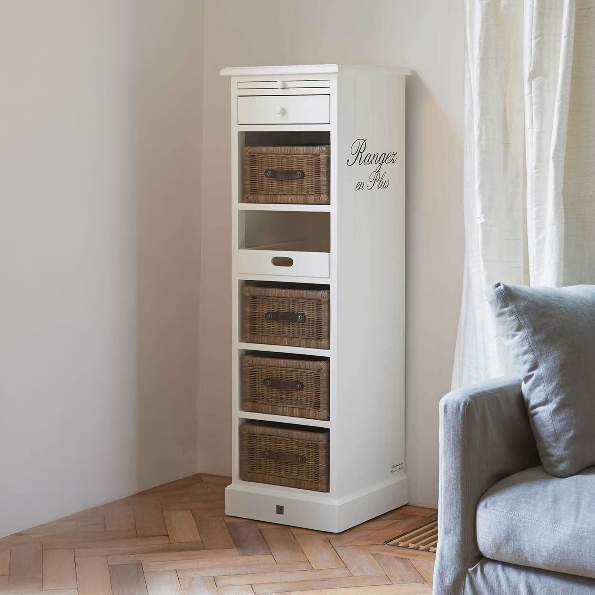 Rivièra Maison Ladekast Rangez en Plus Met 4 rattan laden - Hout | Rivièra Maison