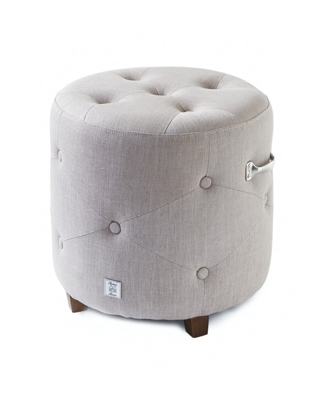 Rivièra Maison Poef Bowery Linen - Flax - Rond | Rivièra Maison