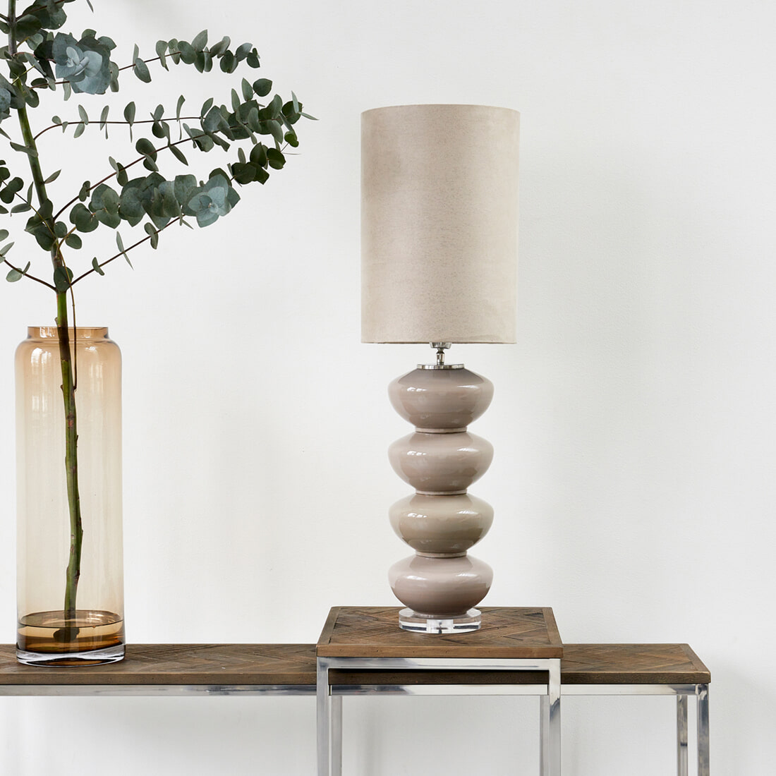 Rivièra Maison Tafellamp Beaugrand Glas - Beige (excl. kap) | Rivièra Maison