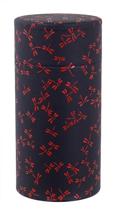 Roestvrij Stalen Theeblik Dragonfly - Zwart met Rode Libellen - 200gr 7.6x15.5cm | Tokyo Design Studio