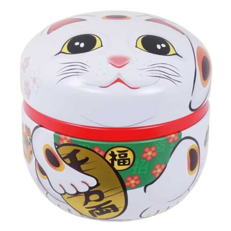 Roestvrij Stalen Theeblik Lucky Cats - 100gr - 8.6 x 8.4cm | Tokyo Design Studio