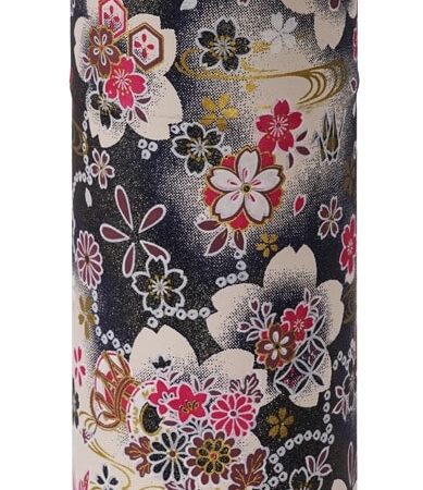 Roestvrij Stalen Theeblik - Tokyo Design Studio - Grijs Bloemen - 7.4x15.5cm 200gr | Tokyo Design Studio