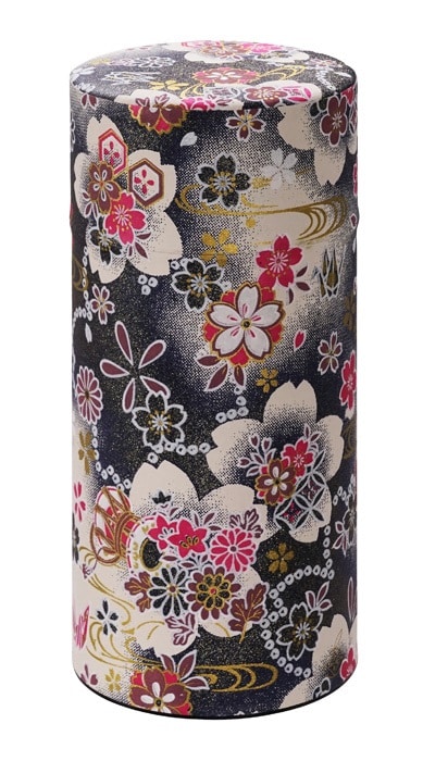 Roestvrij Stalen Theeblik - Tokyo Design Studio - Grijs Bloemen - 7.4x15.5cm 200gr | Tokyo Design Studio