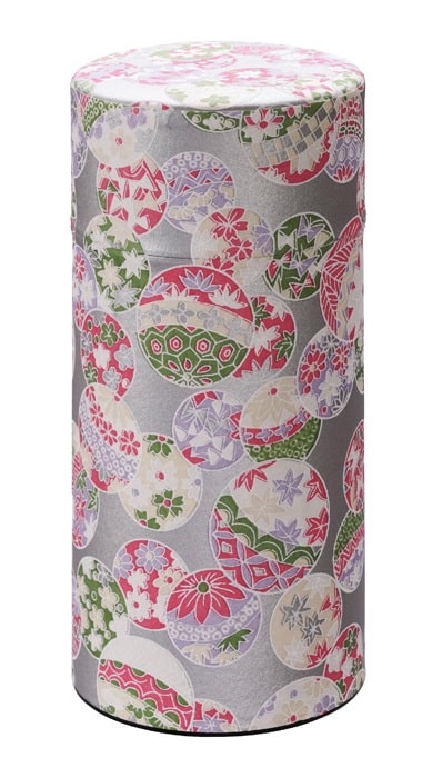 Roestvrij Stalen Theeblik - Tokyo Design Studio - Zilver Bloemen - 200gr 7.4x15.5cm | Tokyo Design Studio