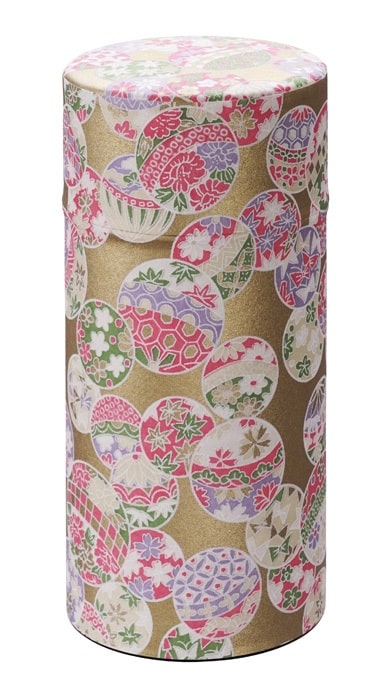 Roestvrij stalen theeblik - Tokyo Design Studio - Goud Bloemen - 200gr - 7.4x15.5cm | Tokyo Design Studio