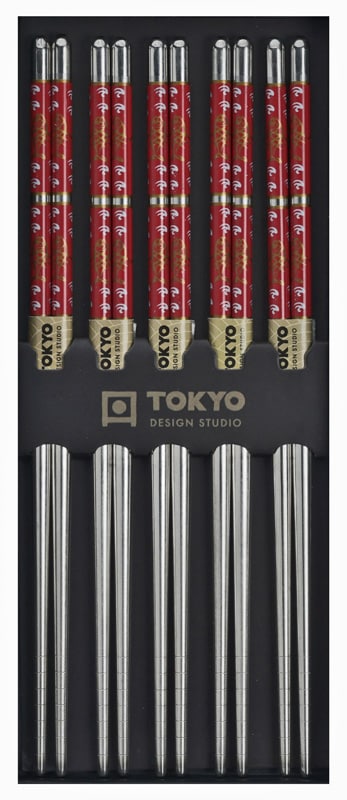 Roestvrijstalen Eetstokjes - Tokyo Design Studio - Rood - 5pcs | Tokyo Design Studio
