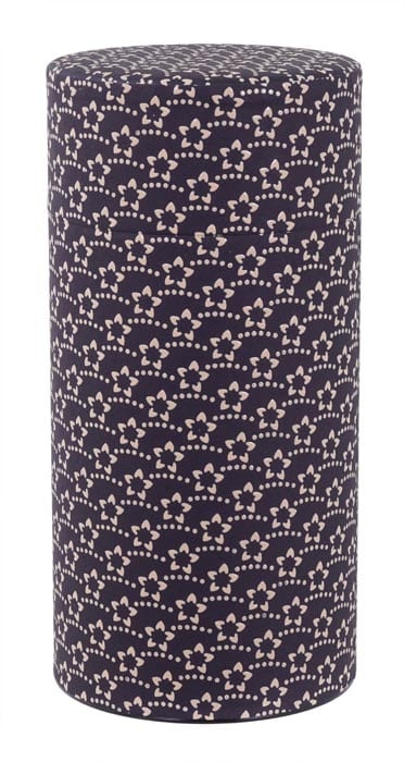 Roestvrijstalen Theeblik Donkerblauw met Bloemenpatroon - 200 gr - 7.6 x 15.5 cm | Tokyo Design Studio