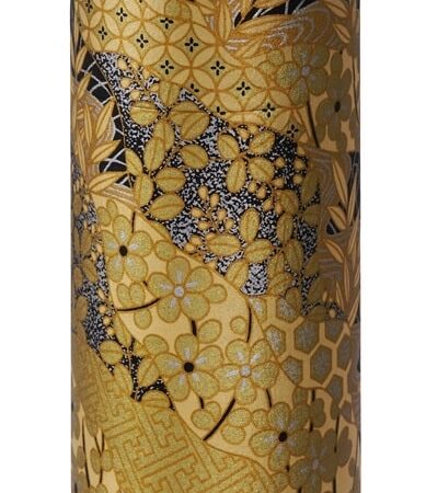 Roestvrijstalen Theeblik - Tokyo Design Studio - Gouden Bloemen - 7.4x15.5cm 200g | Tokyo Design Studio