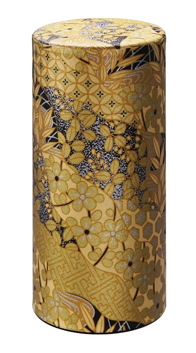 Roestvrijstalen Theeblik - Tokyo Design Studio - Gouden Bloemen - 7.4x15.5cm 200g | Tokyo Design Studio