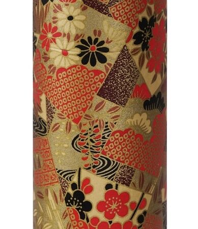 Roestvrijstalen Theeblik - Tokyo Design Studio - Rode/Gouden Bloemen - 200gr - 7.4x15.5cm | Tokyo Design Studio