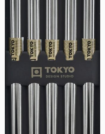 Roestvrijstalen eetstokjes - Tokyo Design Studio - 5 stuks | Tokyo Design Studio