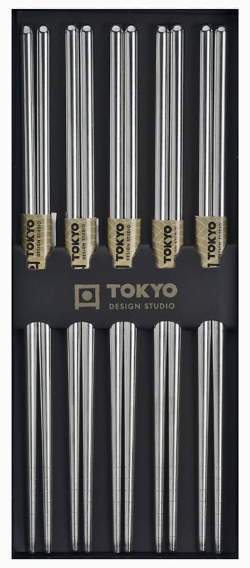 Roestvrijstalen eetstokjes - Tokyo Design Studio - 5 stuks | Tokyo Design Studio