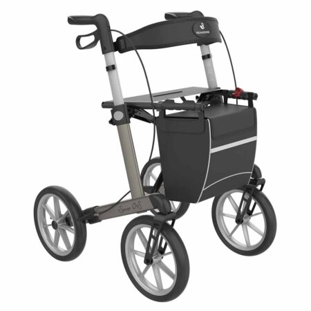 Rollator Server OS | Grote wielen | Soft banden | Champagne | Lengte: 165 - 195 cm | Met rugsteun en tas | Lichtgewicht rollator | Rehasense | Rehasense