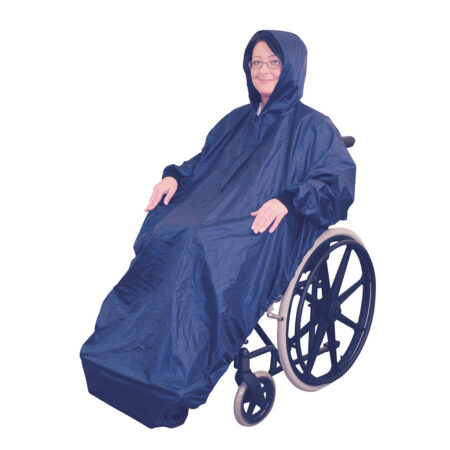 Rolstoel Poncho met mouwen en capuchon | Rolstoel regenkleding | Donkerblauw | Universele maat | VA128ST | ThuiszorgwinkelXL